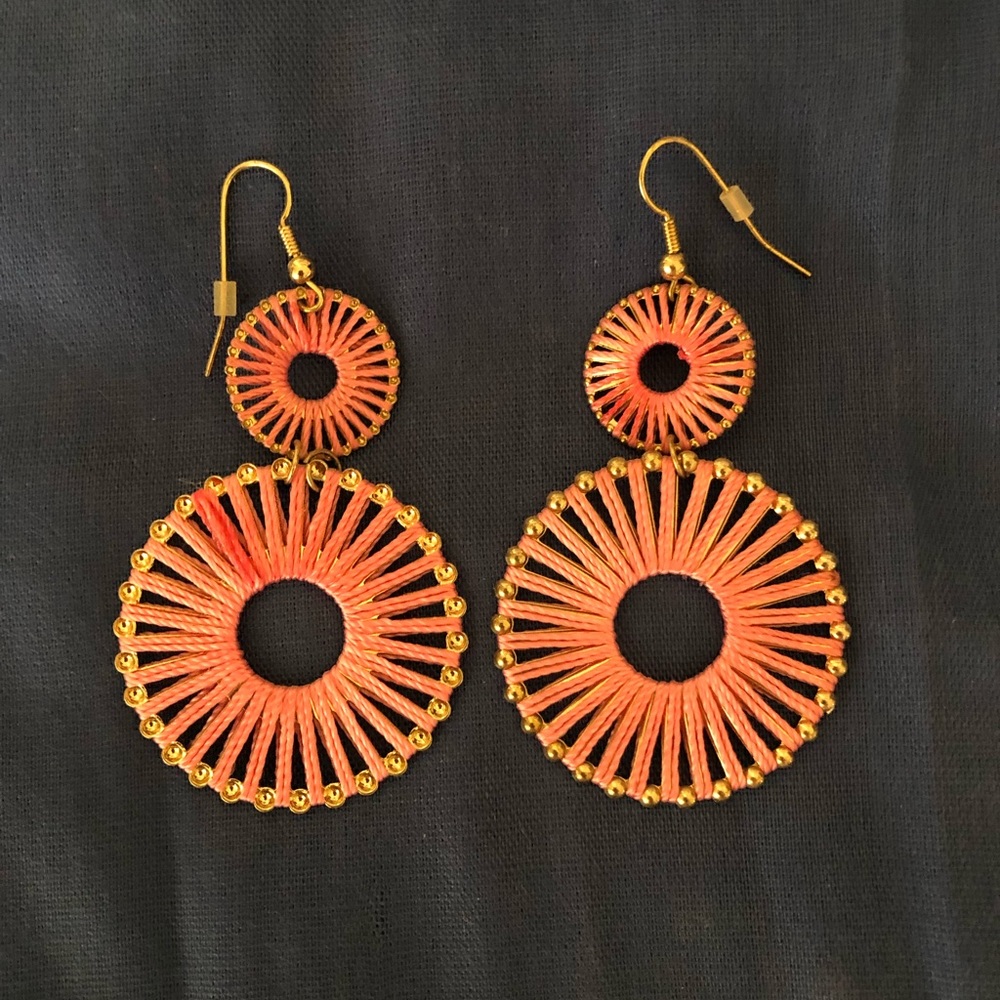 Pink Dangly Circle Earrings